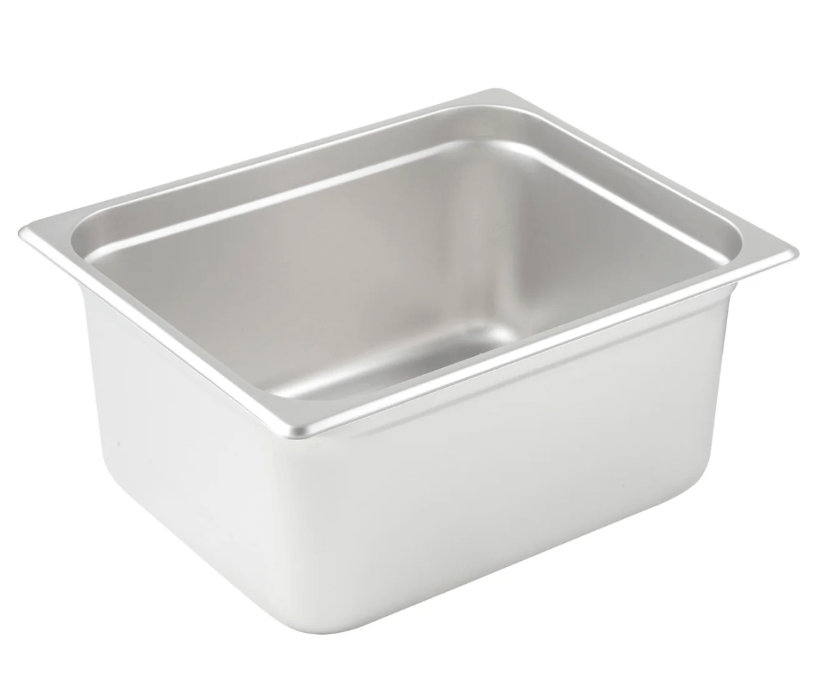 WINCO SPJL - 206 Stainless Steel 25 Gauge Anti - Jamming Half Size Steam Pan - 6" Deep