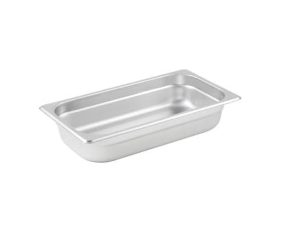 WINCO SPJL - 302 Stainless Steel 25 Gauge Anti - Jamming 1/3 Size Steam Pan - 2 - 1/2" Deep