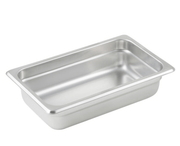 WINCO SPJL - 402 Stainless Steel 25 Gauge Anti - Jamming 1/4 Size Steam Pan - 2 - 1/2" Deep