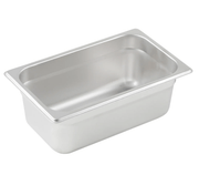 WINCO SPJL - 404 Stainless Steel 25 Gauge Anti - Jamming 1/4 Size Steam Pan - 4" Deep