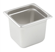 WINCO SPJL - 606 Stainless Steel 25 Gauge Anti - Jamming 1/6 Size Steam Pan - 6" Deep