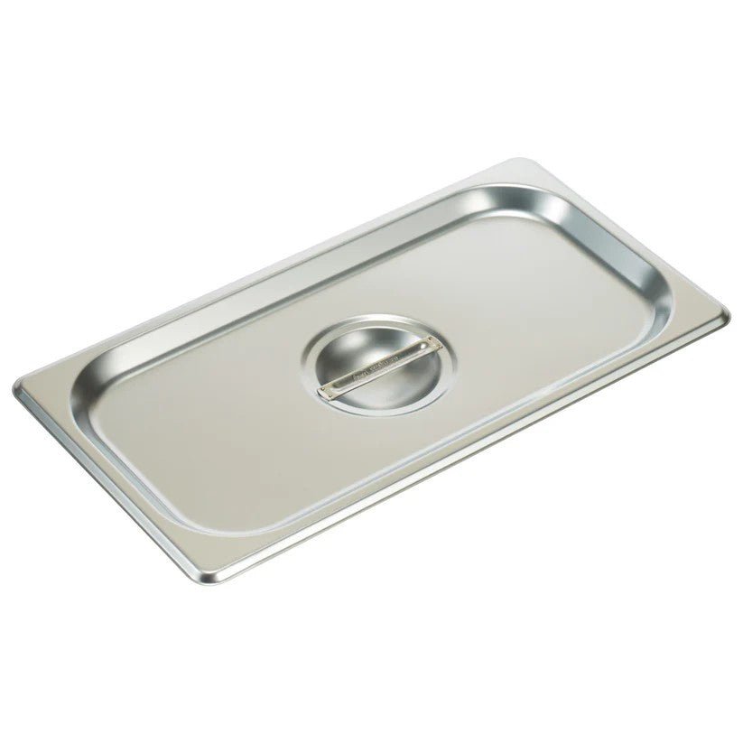 Winco SPSCT Stainless Steel Steam Pan Cover with Recessed Handle – 1/3 Size, Solid