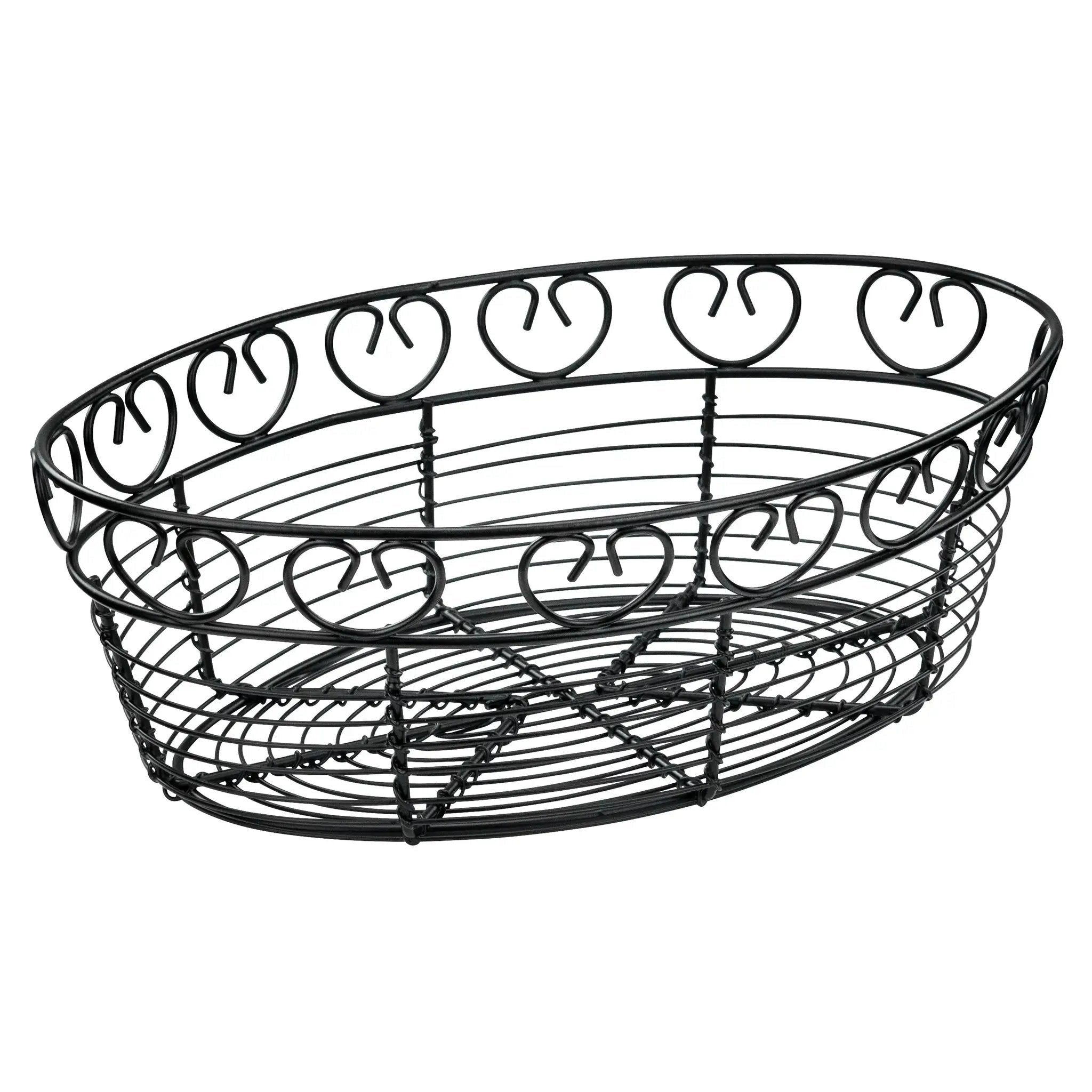 Winco WBKG-10O 10" Oval Black Wire Bread & Fruit Basket Product Image
