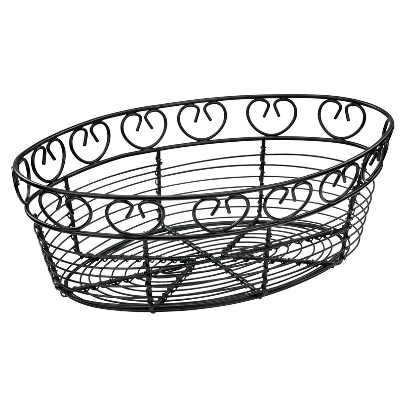 Winco WBKG-10O 10" Oval Black Wire Bread & Fruit Basket Product Image