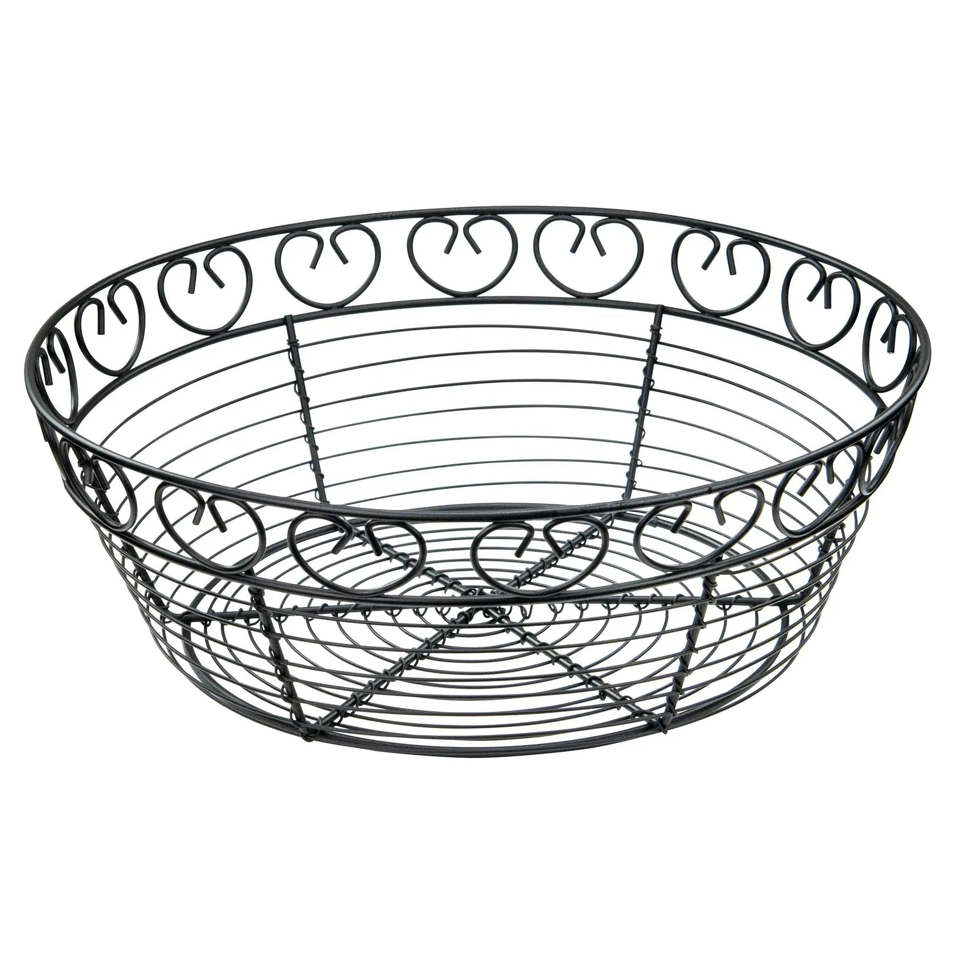 Bread/Fruit Basket, Black Wire, 10" Round by Winco (bread-fruit-basket-black-wire-10-round)