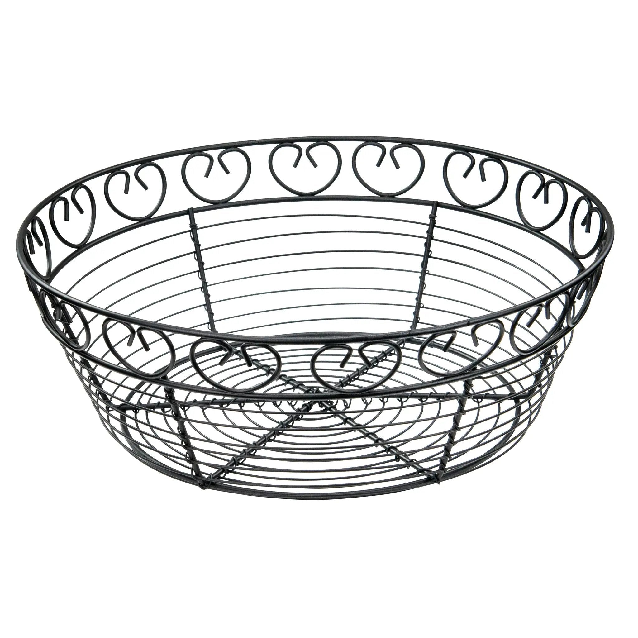 Bread/Fruit Basket, Black Wire, 10" Round by Winco (bread-fruit-basket-black-wire-10-round)
