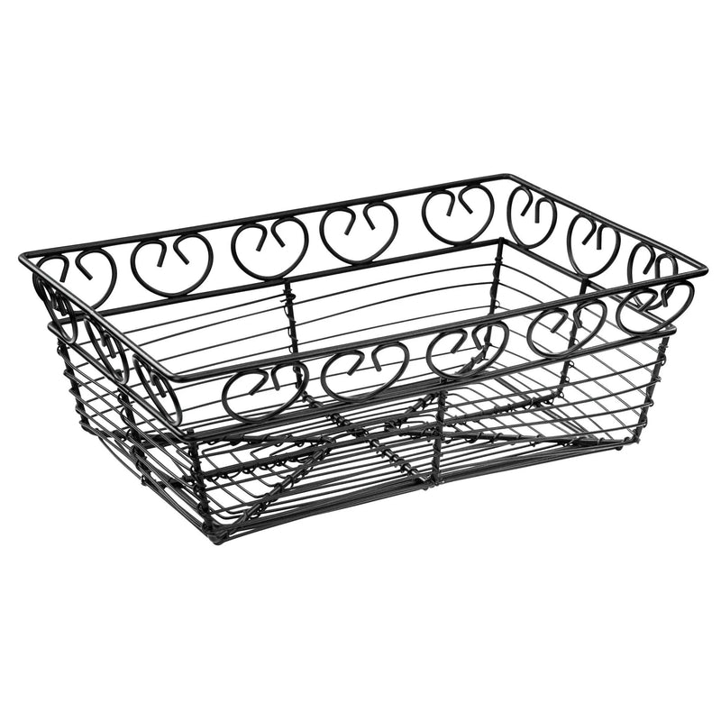 Bread/Fruit Basket, Black Wire, Rectangular by Winco (bread-fruit-basket-black-wire-rectangular)