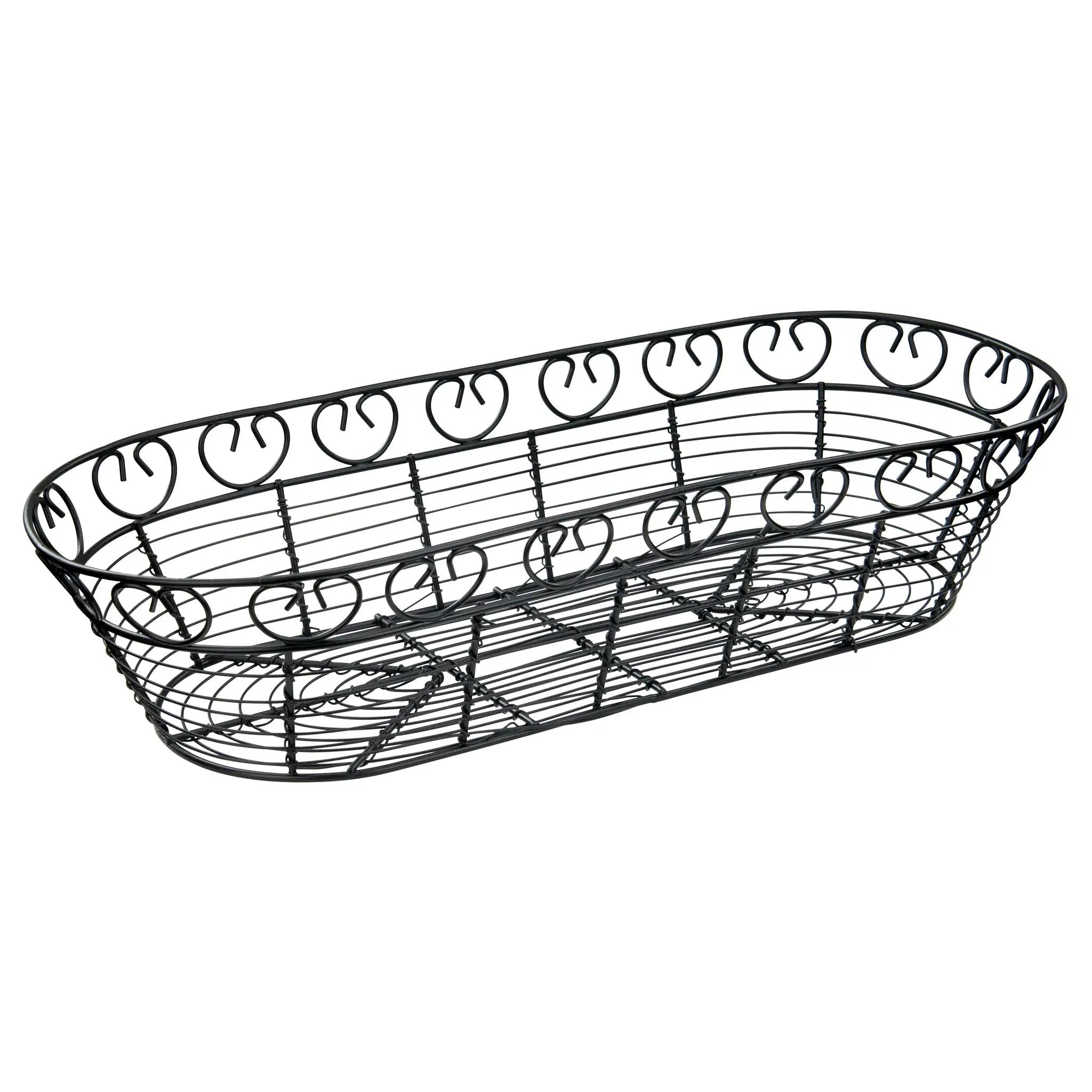 Bread/Fruit Basket, Black Wire, Oval by Winco (bread-fruit-basket-black-wire-oval-15-x-6-1-4-x-3)