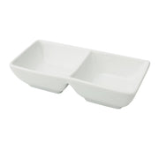 Yanco CA-4032 Cambria Chinaware 5 1/2" X 2 3/4" X 1 3/8" White Double Sauce Dish 2 Oz. Each Product Image