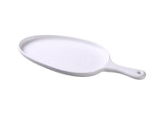 Yanco MO-808 Moderne Melamine 14 1/2" x 6 1/2" x 1" White Pan Plate with Handle Product Image