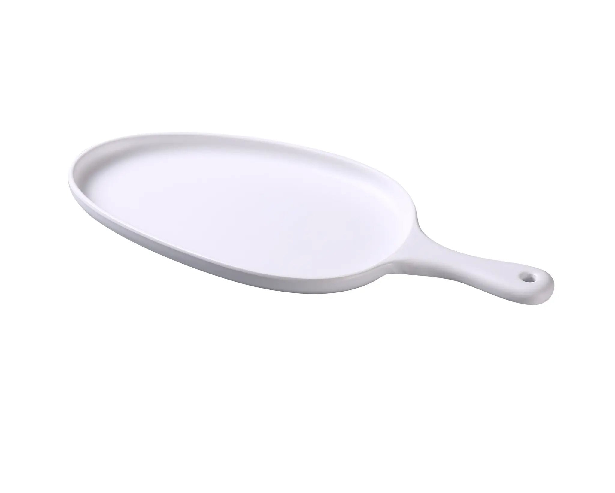 Yanco MO-808 Moderne Melamine 14 1/2" x 6 1/2" x 1" White Pan Plate with Handle Product Image
