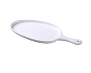Yanco MO-809 Moderne Melamine 15 1/2" X 7 1/2" X 1 1/4" White Pan Plate with Handle Product Image