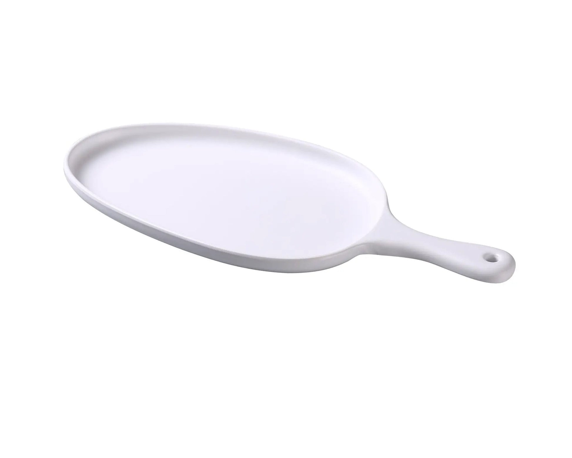 Yanco MO-809 Moderne Melamine 15 1/2" X 7 1/2" X 1 1/4" White Pan Plate with Handle Product Image
