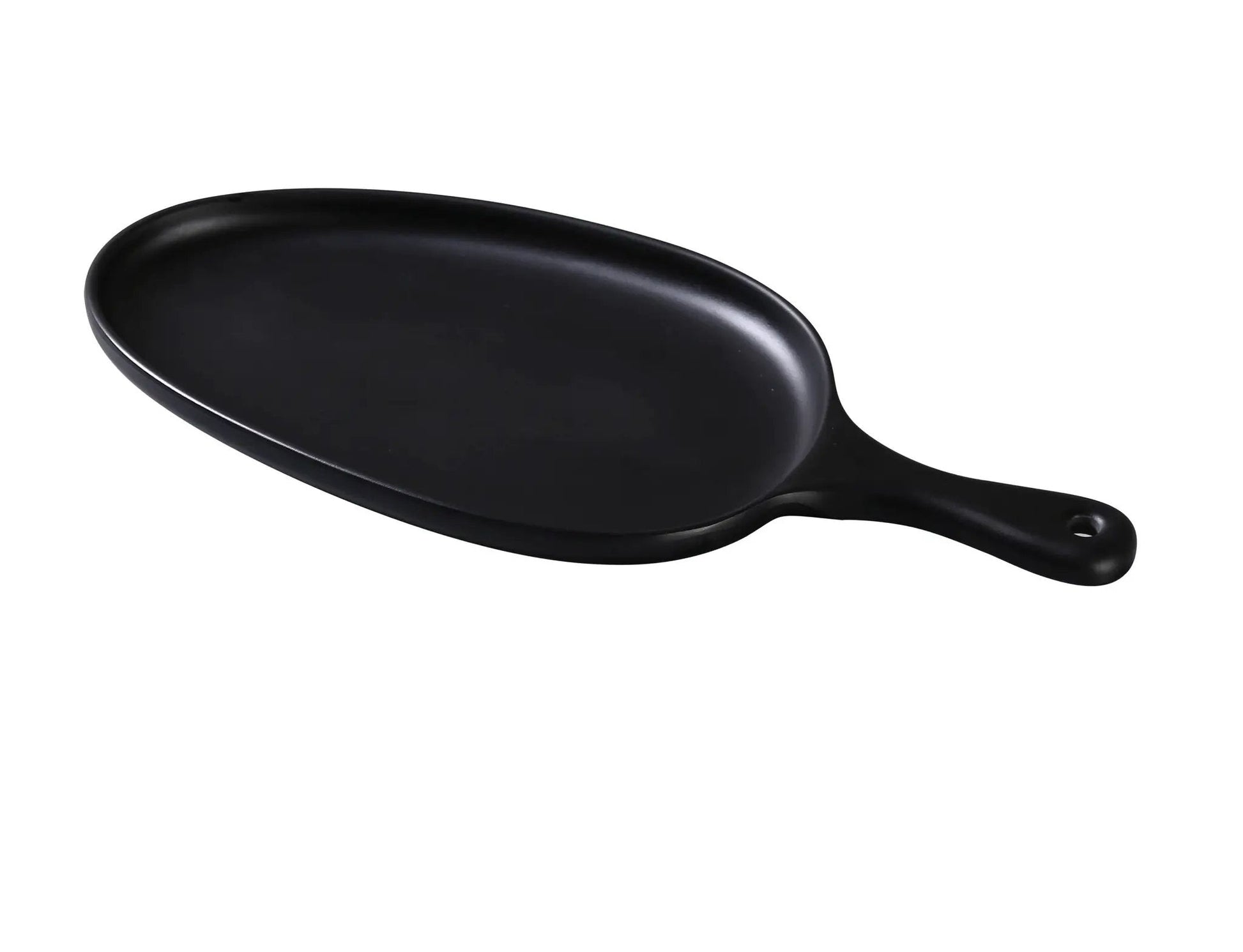 Yanco MO-809BK Moderne Melamine 15 1/2" x 7 1/2" x 1 1/4" Pan Plate with Handle Black Product Image