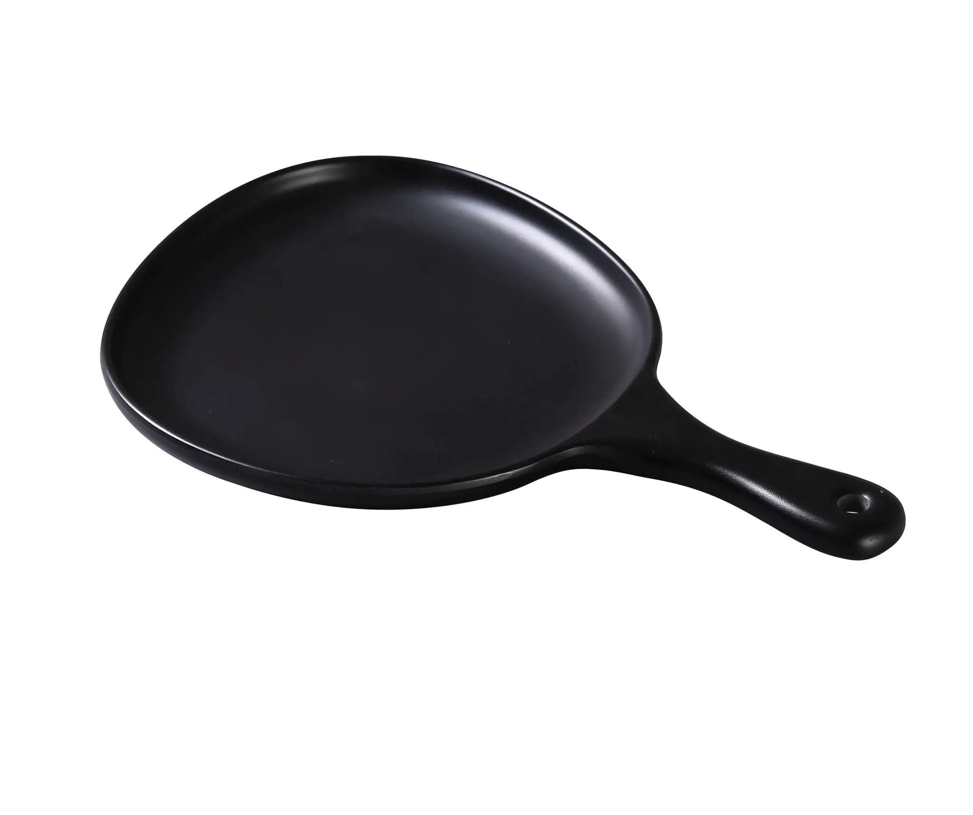Yanco MO-810BK Moderne Melamine 12" X 8" X 1" Pan Plate with Handle Black Product Image