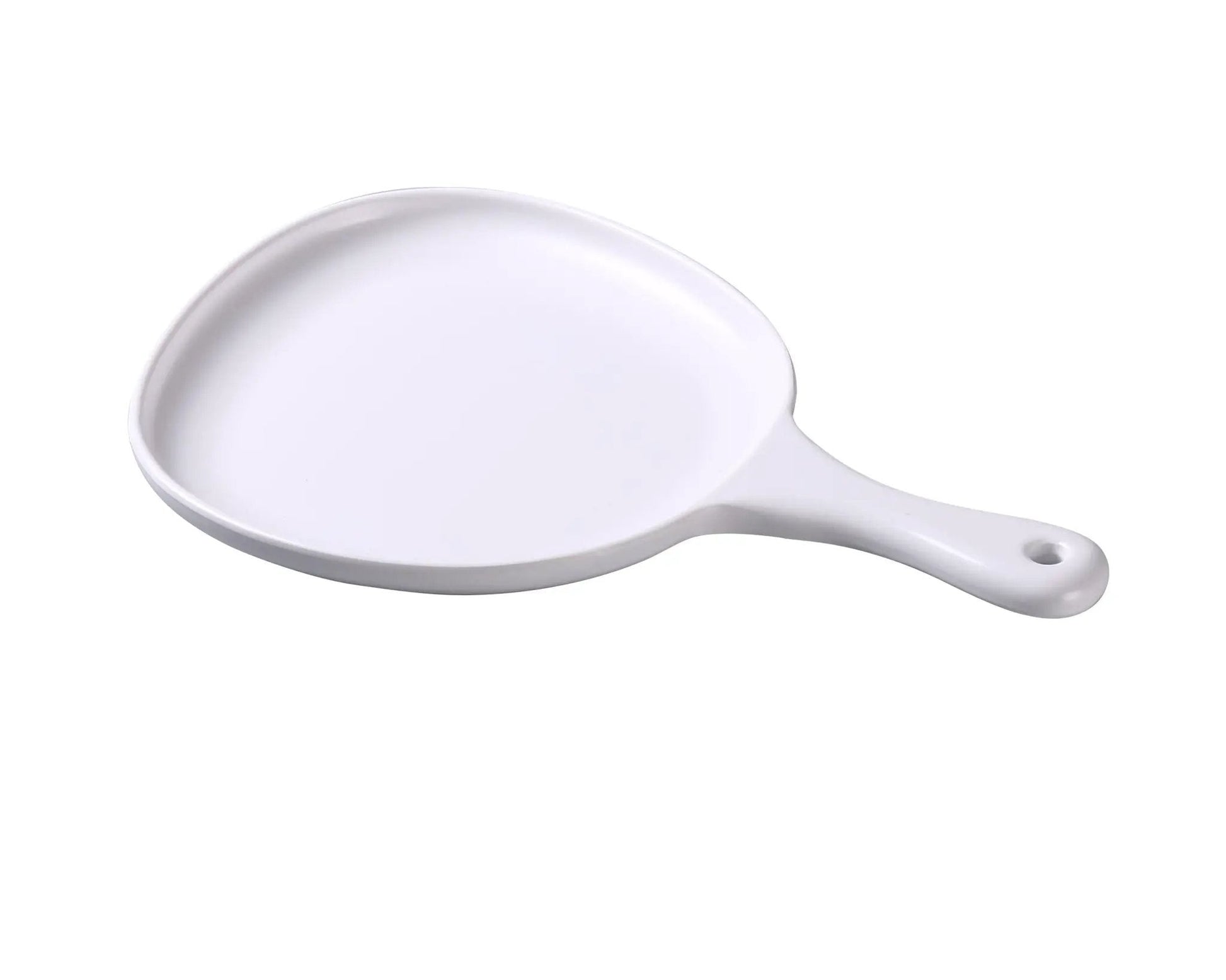 Yanco MO-811 Moderne Melamine 14" x 10" x 1 1/4" White Pan Plate with Handle Product Image