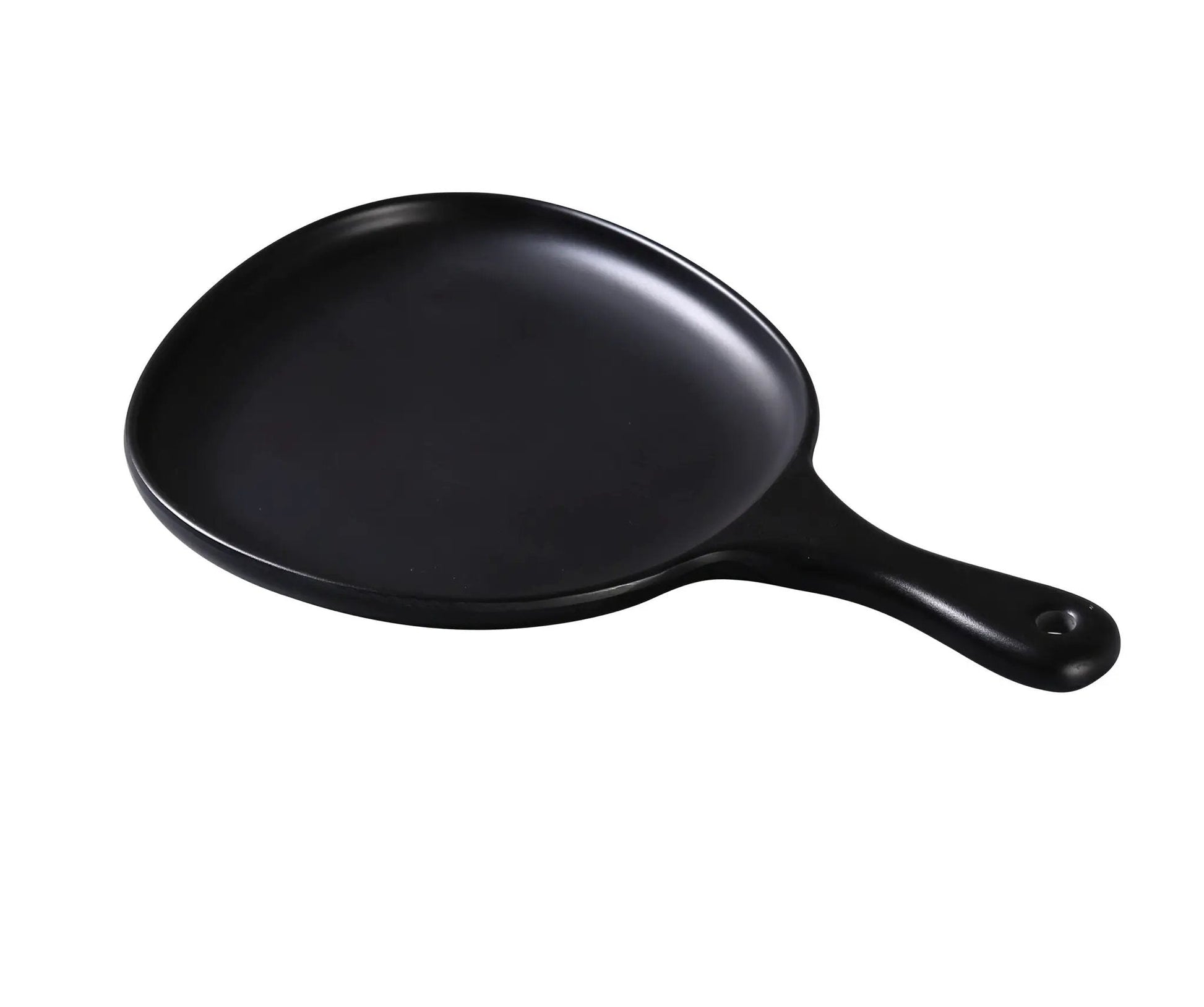 Yanco MO-811BK Moderne Melamine 14" x 10" x 1 1/4" Pan Plate with Handle Black Product Image