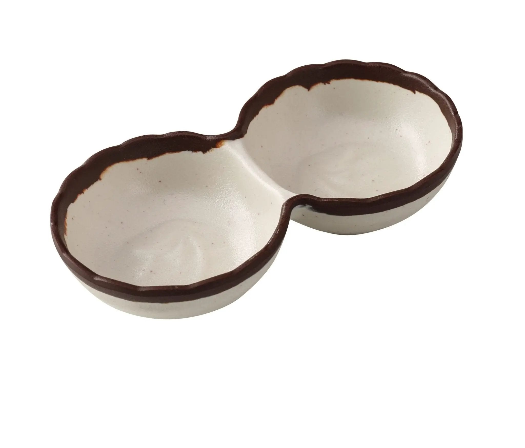 Yanco NA - 506 Nature Art Melamine 5 3/4" X 3" X 1 1/4" Two Divided Sauce Dish 2 Oz Each