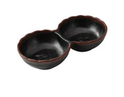 Yanco NA - 506BK Nature Art Melamine 5 - 3/4" x 3" x 1 - 1/4" TWO DIVIDED SAUCE DISH 2 OZ EACH