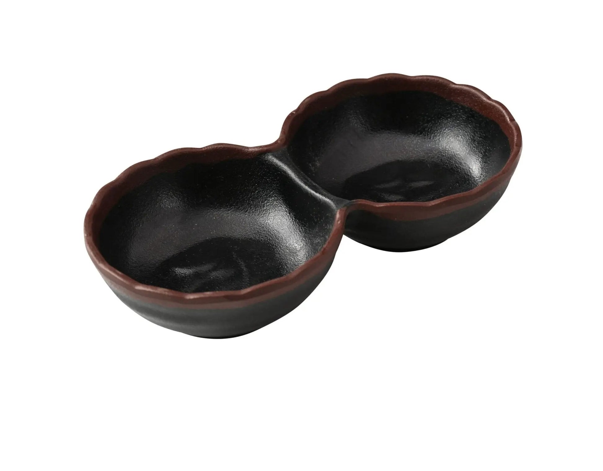 Yanco NA - 506BK Nature Art Melamine 5 - 3/4" x 3" x 1 - 1/4" TWO DIVIDED SAUCE DISH 2 OZ EACH