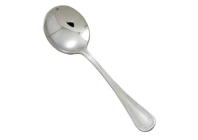 WINCO Deluxe Pearl 0036 - 04 Extra Heavyweight 18/8 Stainless Steel Bouillon Spoon