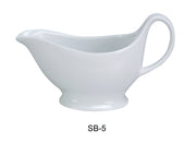 Yanco SB - 5 Sauce Boat, 5.5 oz Capacity, 7"‚ Length, 2.25"‚ Height, 2.25"‚ Width, China, Super White Color, Pack of 36