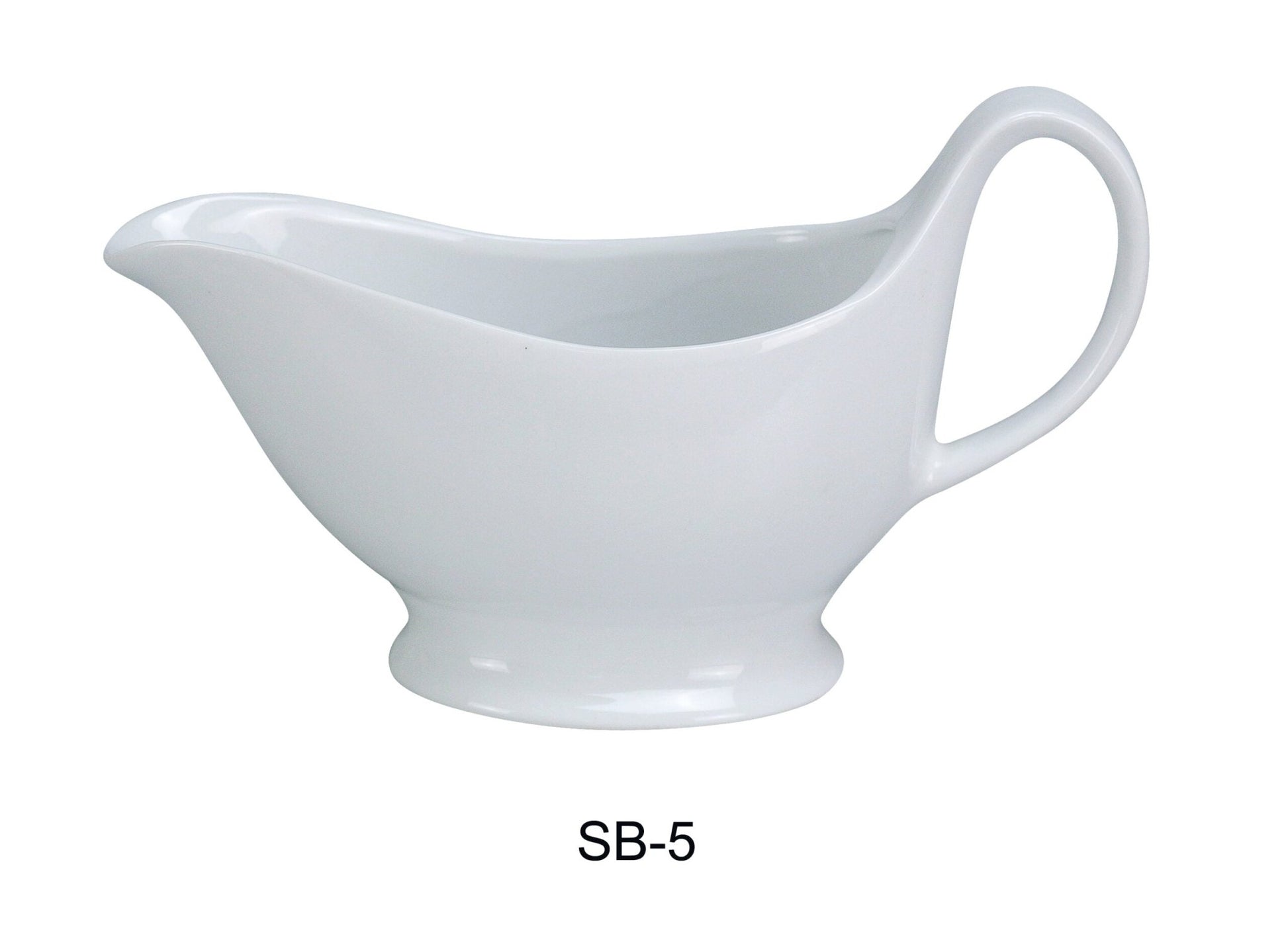 Yanco SB - 5 Sauce Boat, 5.5 oz Capacity, 7"‚ Length, 2.25"‚ Height, 2.25"‚ Width, China, Super White Color, Pack of 36