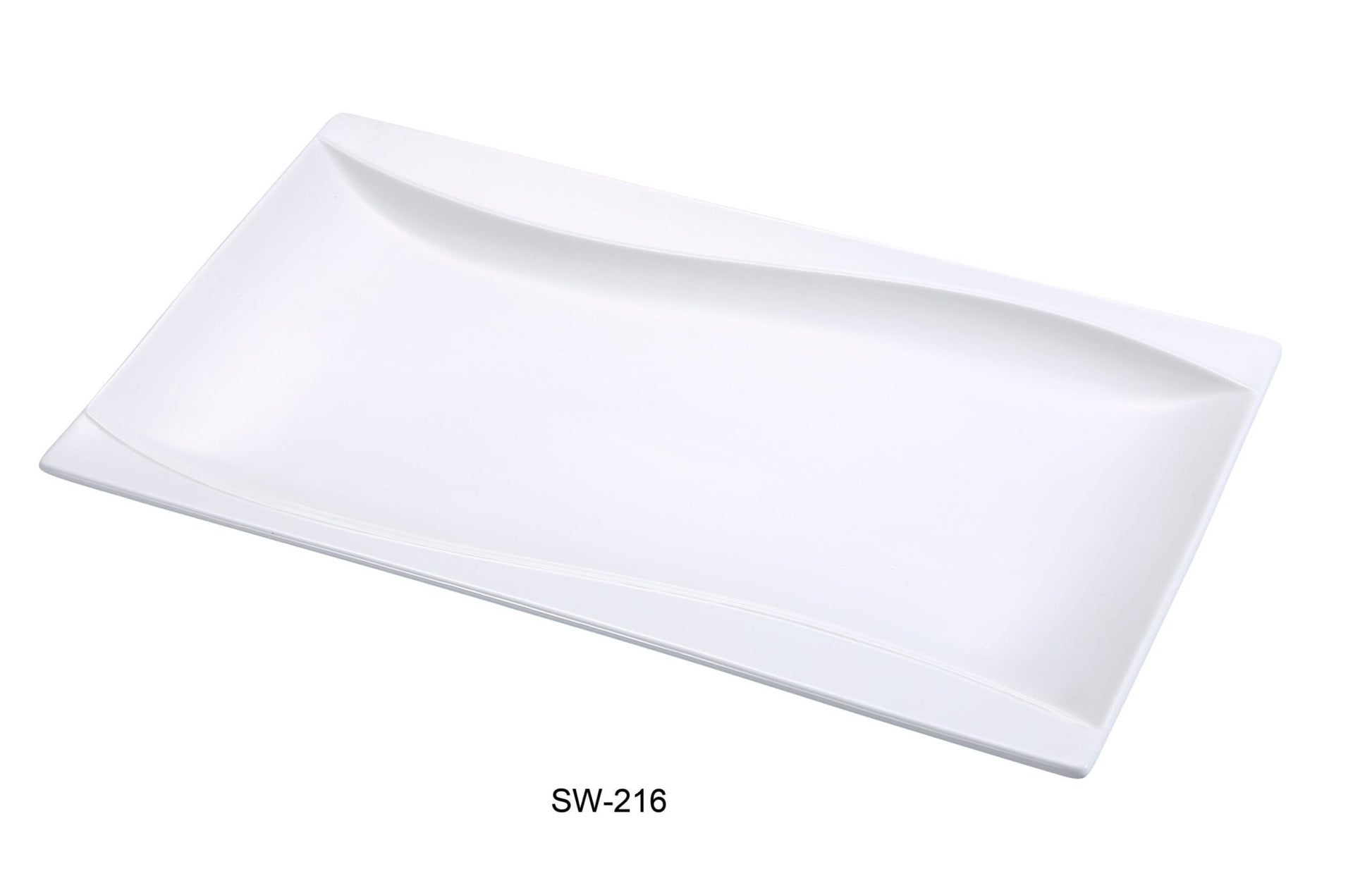 Yanco SW - 216 Sea Wave Rectangular Plate, 15.75"‚ Length x 9.25"‚ Width, China, Bone White, Pack of 12
