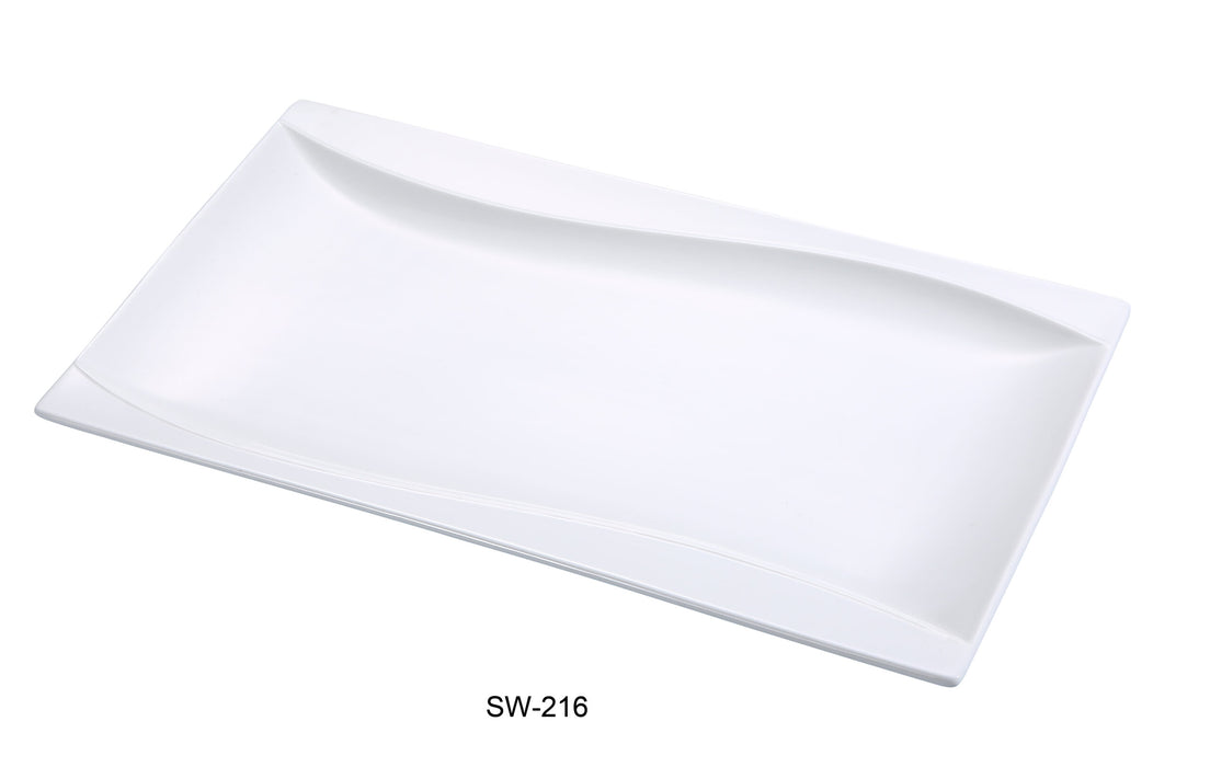 Yanco SW-216 Sea Wave Rectangular Plate, 15.75″ Length x 9.25″ Width, China, Bone White, Pack of 12