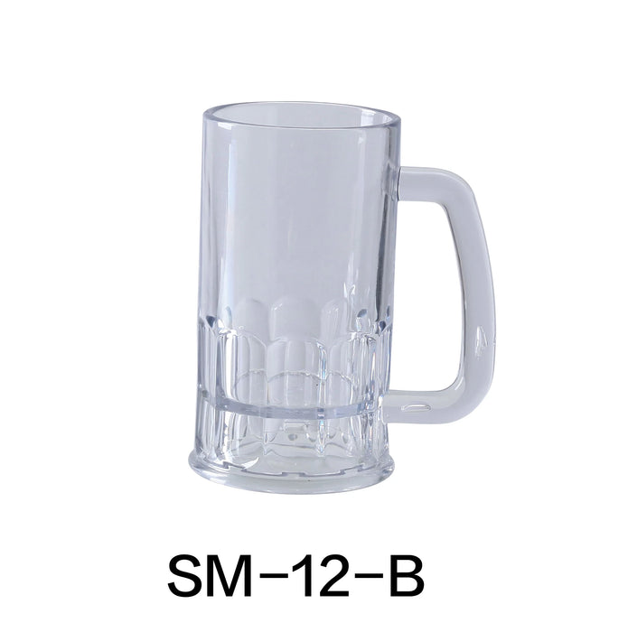 Yanco SM-12-B Stemware Beer Mug, 12 oz Capacity, 3″ Diameter, 7.75″ Height, Plastic, Clear Color, Pack of 24