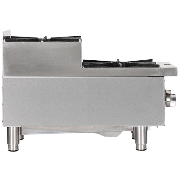 Globe GHPSU212G 12" Gas Countertop Step - Up Hot Plate with 2 Burners - 60,000 BTU, Heavy Duty