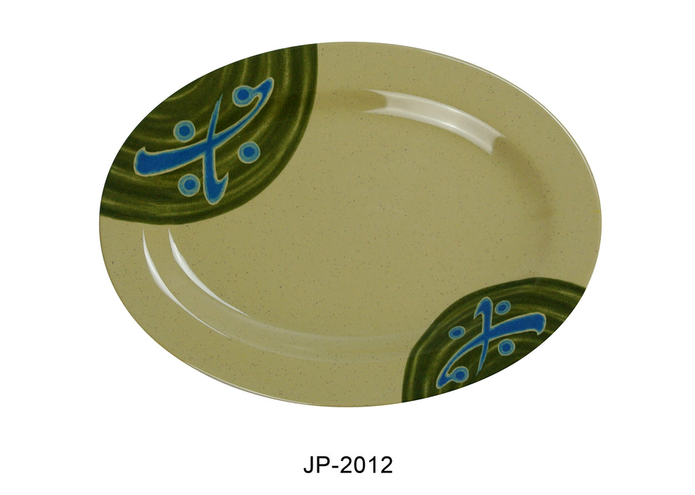Yanco JP-2012 Japanese Oval Plate, 11.75″ Length, 8.675″ Width, Melamine, Pack of 12