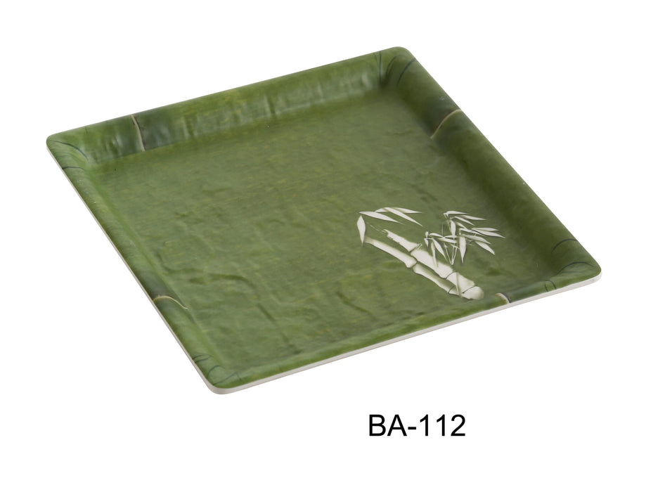 Yanco BA-112 Bamboo Style Collection, 12″ SQUARE PLATE, 12″ Length, 12″ Width, 1″ Height, Melamine, Pack of 12