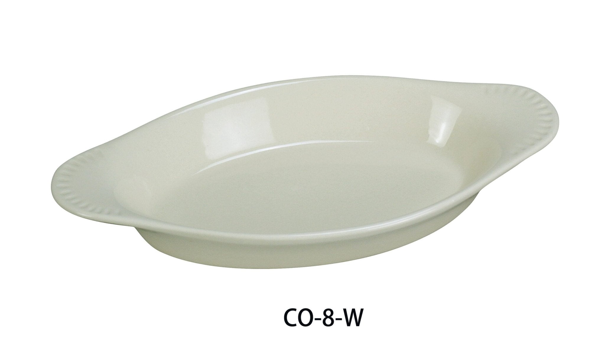 Yanco CO - 8 - W Welsh Rabbit Crock, Oval, 8 oz Capacity, 8.5"‚ Length, 4.25"‚ Width, 1.125"‚ Height, China White Color, Pack of 36