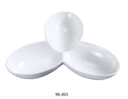 Yanco ML - 823 Three Divided Bowl, 6 Oz/Well, 11"‚ Length, 8.5"‚ Width, China, Super White, Pack of 12