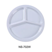 Yanco NS - 702W Nessico 3 - Compartment Plate, 10"‚ Diameter, Melamine, White Color, Pack of 24