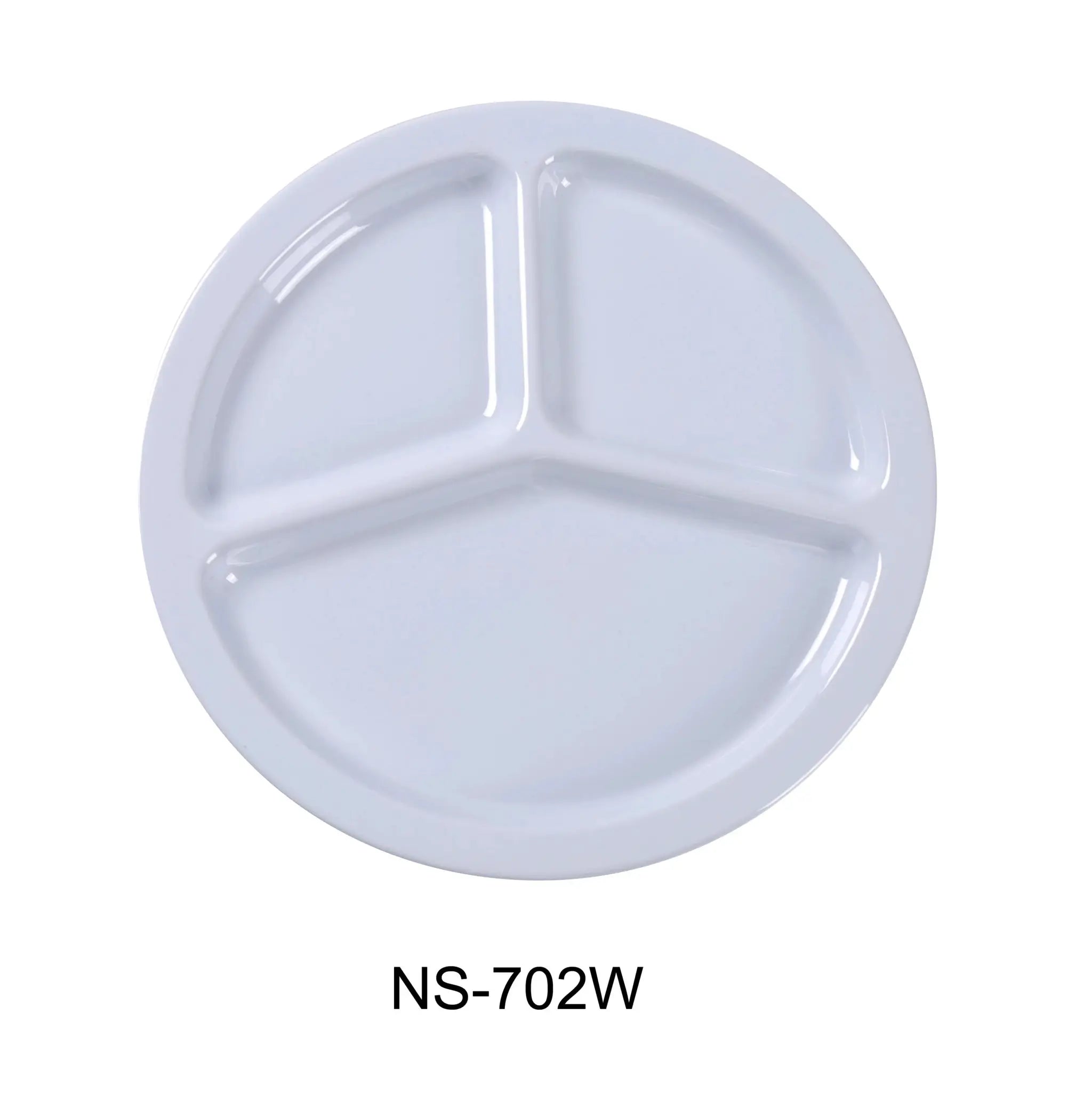 Yanco NS - 702W Nessico 3 - Compartment Plate, 10"‚ Diameter, Melamine, White Color, Pack of 24