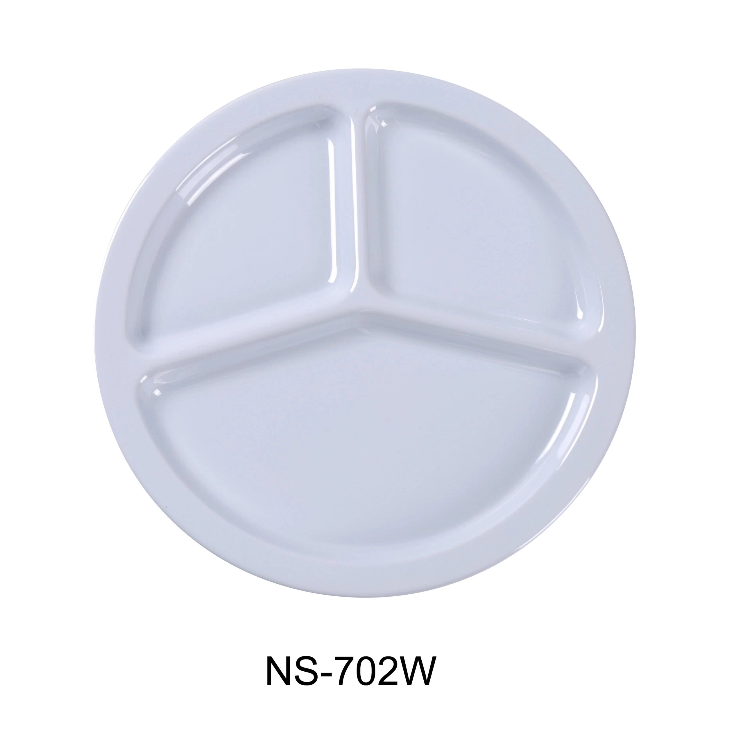 Yanco NS - 702W Nessico 3 - Compartment Plate, 10"‚ Diameter, Melamine, White Color, Pack of 24