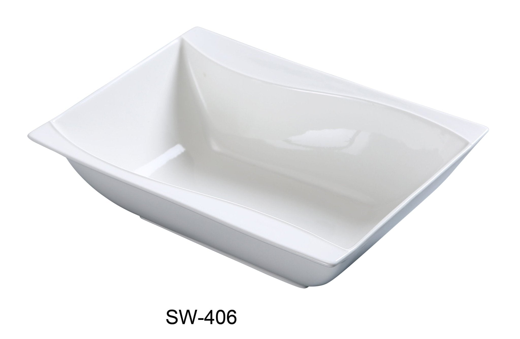 Yanco SW - 406 Sea Wave Rectangular Bowl, 8 oz, 6"‚ Length x 4.5"‚ Width, China, Bone White, Pack of 36