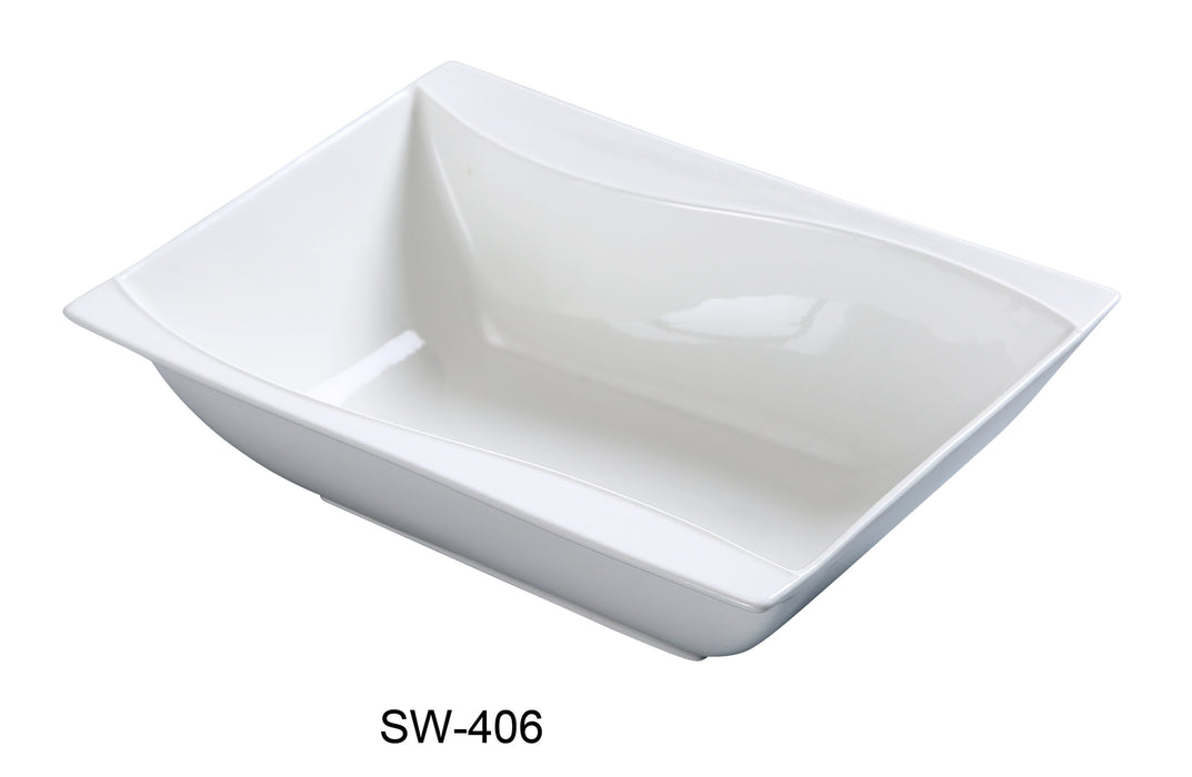 Yanco SW-406 Sea Wave Rectangular Bowl, 8 oz, 6″ Length x 4.5″ Width, China, Bone White, Pack of 36