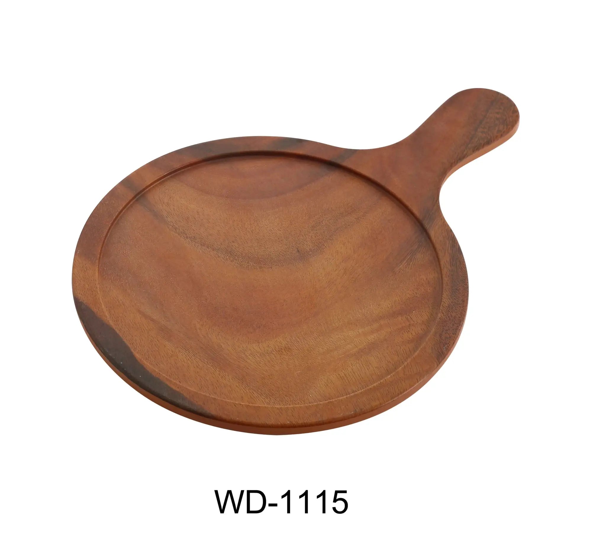 Yanco WD - 1115 Wooden Tray 10.25"‚ ROUND TRAY WITH HANDLE, 15"‚ Length with handle, Melamine, Brown Color, Wood - Look, Pack of 24