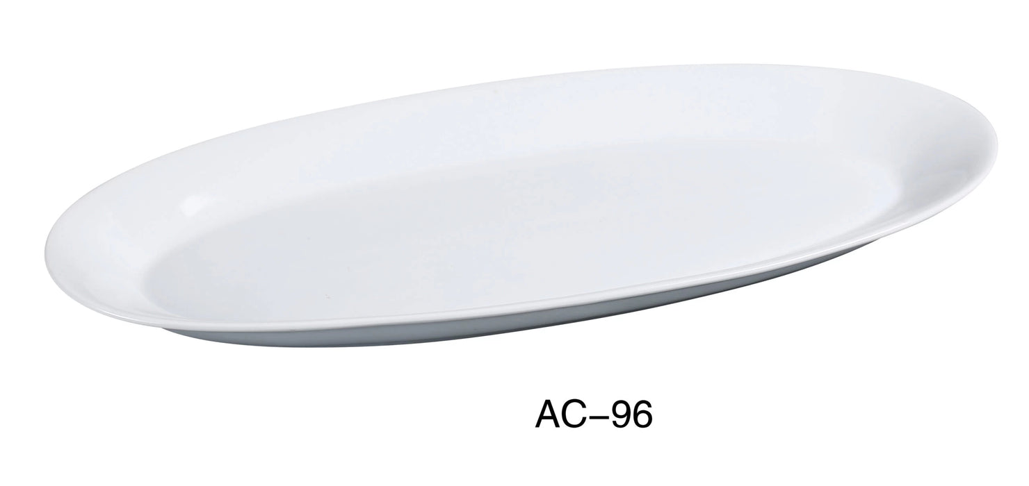 Yanco AC-96 ABCO Fishia Platter, 16″ Length, 7.75″ Width, 1.25″ Height, China, Super White, Pack of 12