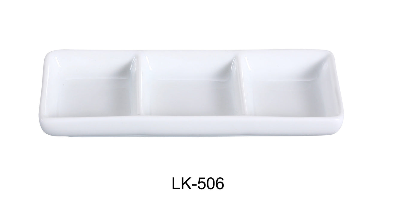 Yanco LK-506 Lion King Triple Dish, 1.5 oz /Well, 6″ Length x 2.5″ Width, China, Bone White, Pack of 36
