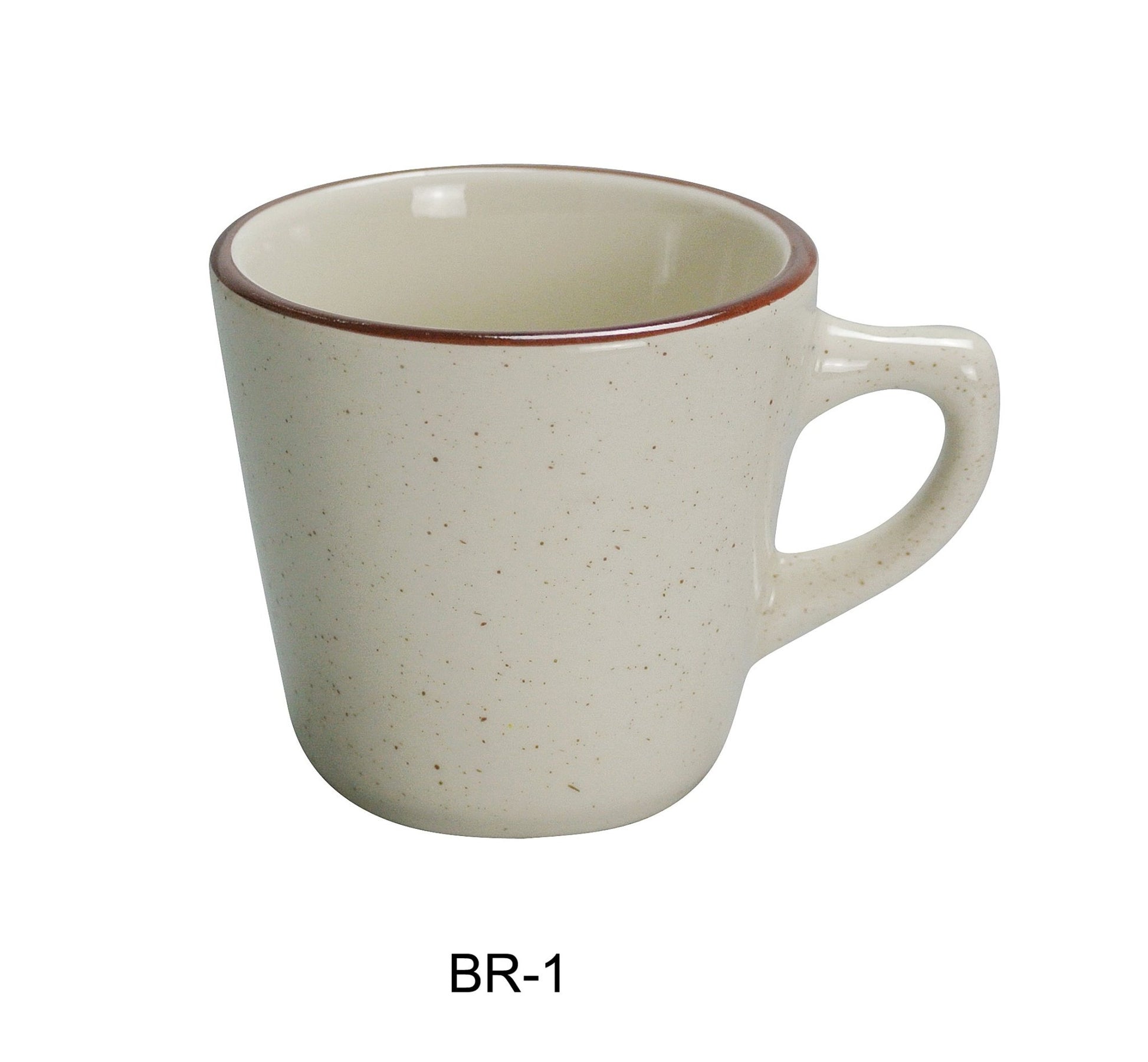 Yanco BR - 1 Brown Speckled Tall Cup, 7 oz Capacity, 3.25"‚ Diameter, 2.75"‚ Height, China, American White Color, Pack of 36