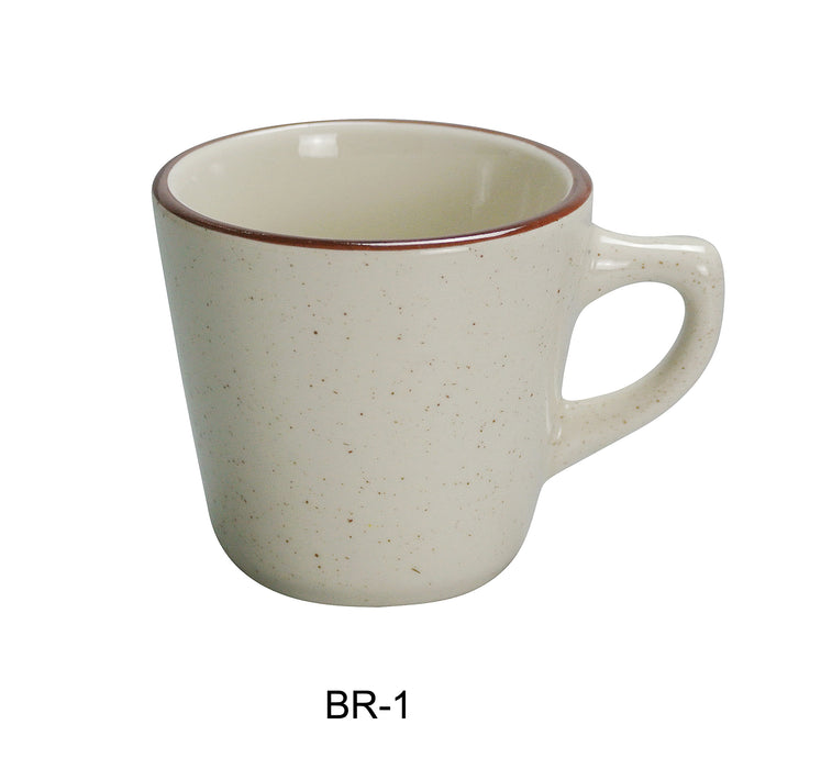 Yanco BR-1 Brown Speckled Tall Cup, 7 oz Capacity, 3.25″ Diameter, 2.75″ Height, China, American White Color, Pack of 36
