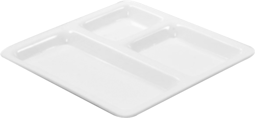 Melamine 3 Compartment Plate | 9 Inch | Square Shape |White