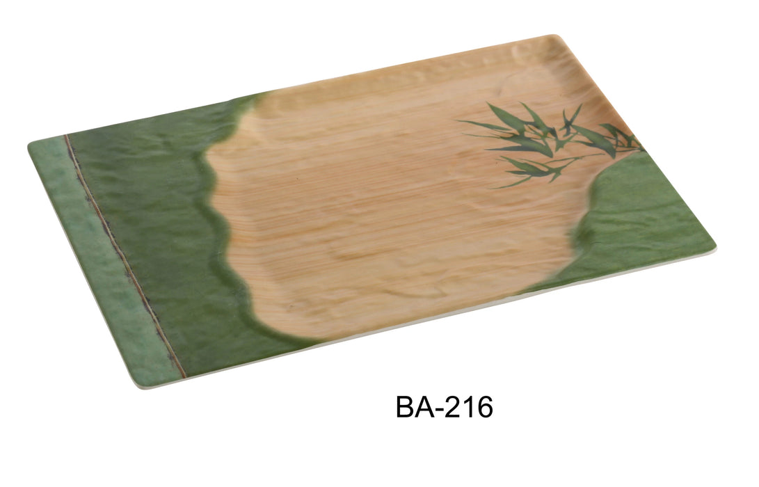 Yanco BA-216 Bamboo Style Collection, 16″ X 10″ RECTANGULAR PLATE, 16″ Length, 10″ Width, 1″ Height, Melamine, Pack of 12