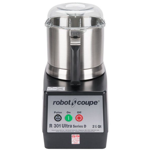 Robot Coupe R301UB 3.5 Qt. Stainless Steel Batch Bowl Food Processor - 1 1/2 HP, 1,725 RPM