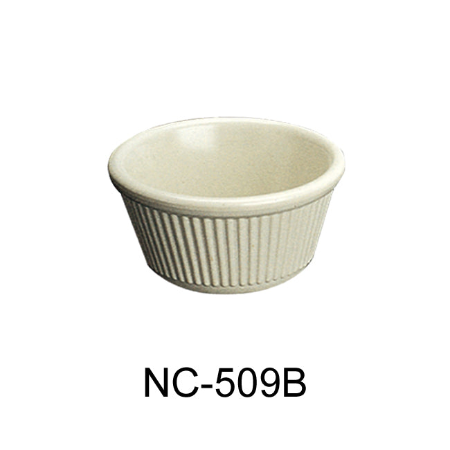 Yanco NC-509B Fluted Ramekin, 2 oz Capacity, 1.375" Height, 3" Diameter, Melamine, Bone White Color, Pack of 72