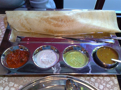 Stainless Steel Rectangular Dosa Compartment Tray / Thali  with 4-Bowls and 1-compartment- 16 Inch